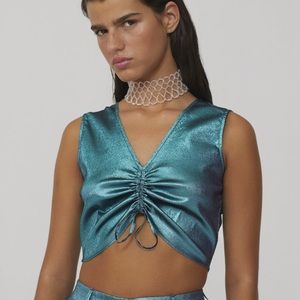 Paloma Wool Blue Metallic Jaguar Top
